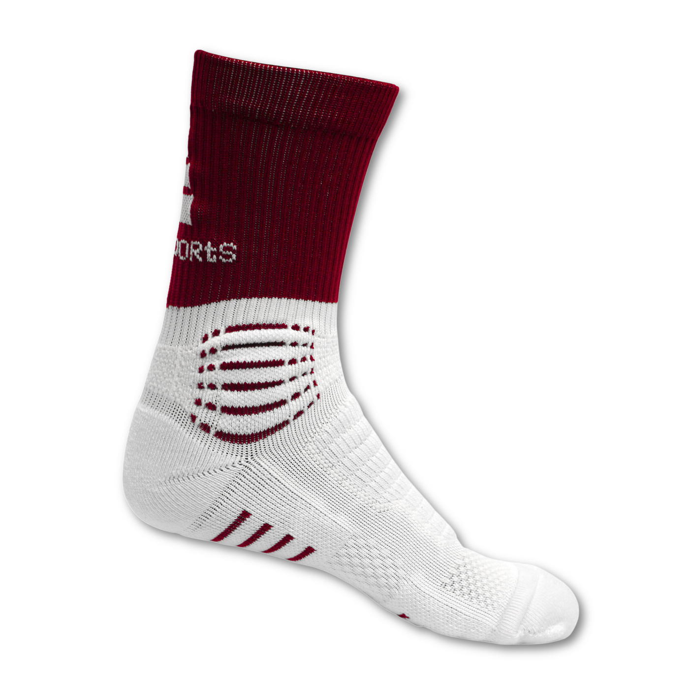 Edge Mid Sock - Maroon and White